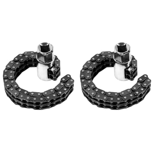 Image of Kueohse 2pcs 14CM Heavy-Duty Chain Oil Filter Wrench 52-Section Double Chain Wrench Machine for Repairing Car Oil Filters Wrench