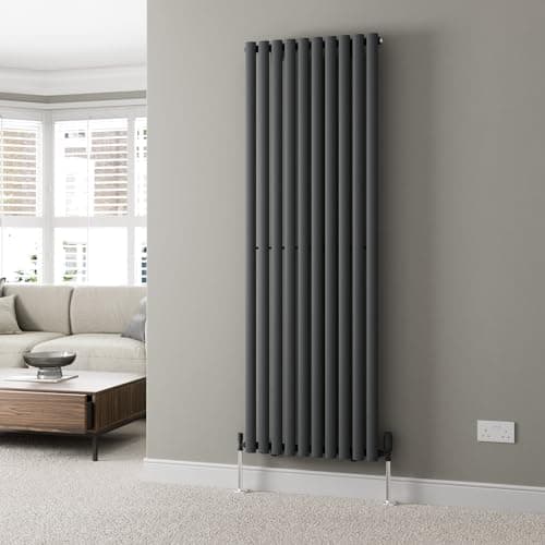Image of DuraTherm® 1800 x 600mm Anthracite Vertical Designer Radiator Single Column Oval Tube Modern Central Heating Panel Bathroom Radiators