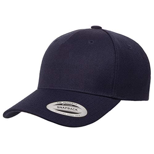 Image of Yupoong Men's YP Classics 5-Panel Premium Curved Visor Snapback Cap, Navy, One Size