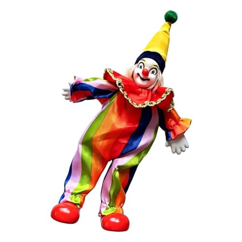 Image of YROHGKPN Ceramic Clown Doll Figurine with Colorful Costume Decorative Figure for Gift Giving and Showcasing Display Collectible Figurine Clown