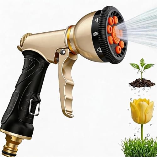 Image of VOXON Hose Pipe Spray Gun, Heavy-Duty Metal Garden Hose Spray Gun with 9 Patterns, High Pressure Sprayer with Non-Slip Grip, for Plants Watering, Car Washing and Pet Showering