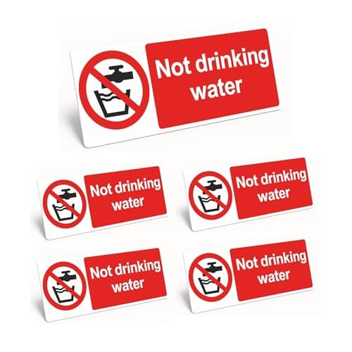 Image of Rubigo 5pk Not Drinking Water Sign - Self Adhesive Stickers UV Resistant and Waterproof Not Drinking Water Stickers Safety Sign for Office, Company, School, Hotel and Factory (15" x 5") 5pcs