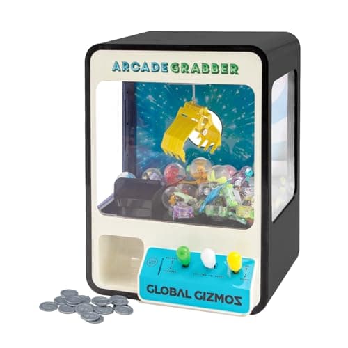 Image of Global Gizmos 50189 Candy Grabber/Claw Machine Arcade Game for Kids/Joystick Controls/Coins Included/Battery or USB Powered/Black Colour