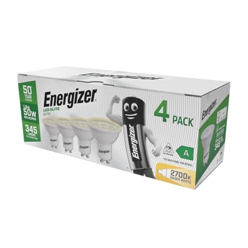 Image of Energizer GU10 LED Bulb A Rated, 1.9W = 50W, Warm White 2700K, 345 Lumens, Pack of 4, Non-Dimmable