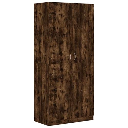 Image of Gecheer Modern Smoked Oak 2-Door Wardrobe, Brown, Rectangular, Engineered Wood, Indoor, Easy Assembly Required Model815354