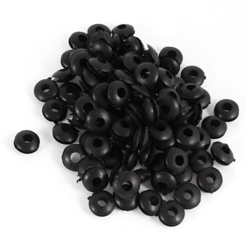Image of TOP-VIGOR 100Pcs Black Rubber Grommets 4mm Cable Wire Protector Rings Electrical Hole Gaskets for Conductor Wiring Cables and Plugs