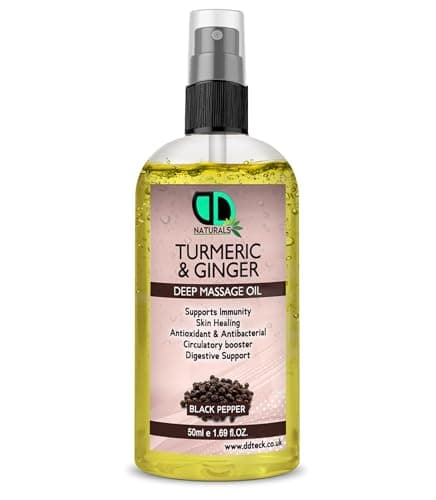 Image of Turmeric & Ginger Deep Massage Oil with Black Pepper – Immunity Booster, Skin Healing, Antioxidant & Antibacterial, Circulatory Support (50ml Spray)
