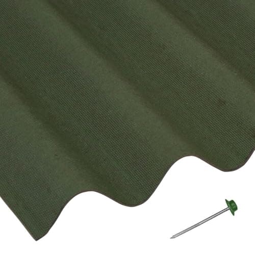 Image of Green Corrugated Roofing Sheets - Shed Roofing Sheets 950mm x 2m x 5 Pack with 100 Fixing Nails