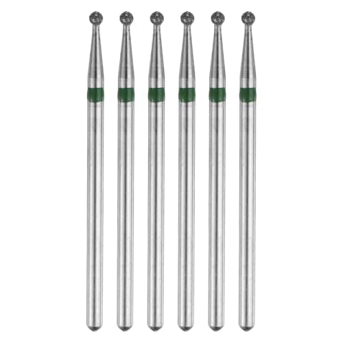 Image of sourcing map 6pcs 100-120 Grits Diamond Grinding Bit 2mm Ball Head 2.35mm Shank 2mm Length Stone Sanding Drill Bits Rotary Tool for Ceramic Glass Nails Grinding Polishing