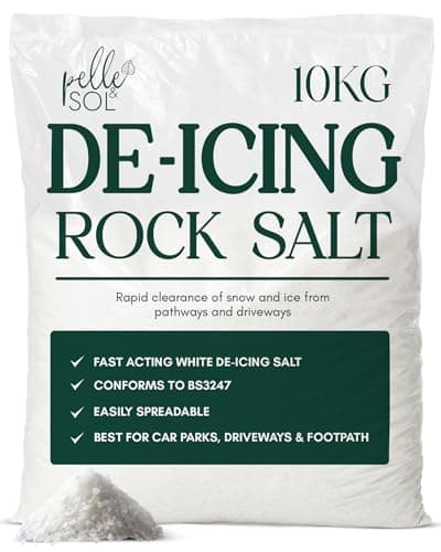 Image of Pelle & Sol 10kg Rock Salt - Fast-Acting Deicing Salt for Melting Snow and Ice on Driveways, Paths & Roads - Rocksalt for Winter Safety - Snow Essentials, Prevents Freezing in Garden, Safe on Surfaces
