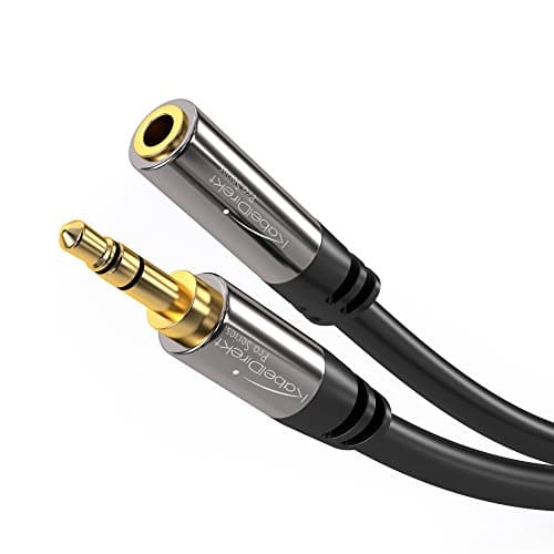 Image of KabelDirekt – 1.5m – Headphone Extension Lead Cable, 3.5mm connectors (aux audio cable, male jack plug/female jack, practically break-proof metal casing, perfect for headphones, black)