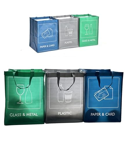 Image of NYS CLOUD - Reusable Recycling Bin Bags, 3-Pack Indoor and Outdoor Separate Waste Sorting Organizer, Waterproof Recycle Bins for Kitchen Home Office