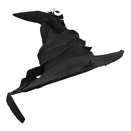 Image of Adults Wizards Hat - Pack of 1 - Black Suede Feel Witch Hat with Pointed Top - Wizards Witch Halloween World Book Day Fancy Dress Accessory