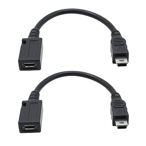 Image of Xilaghy Mini USB to Micro USB Adapter Cable 14cm/5.5in Mini USB 5P Male to Micro USB 5P Female Charging and Data Sync Cord(2Pack)