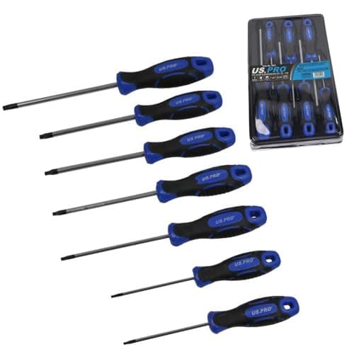Image of US Pro 7 Piece Magnetic Torx Star TRX Screwdriver Set Screwdrivers T8 to T30