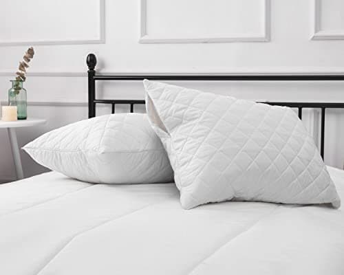Image of 100% Cotton Pure Premium Hotel Quality Quilted Pillow Protector Pair Of Pillow Protectors W50 x L75cm