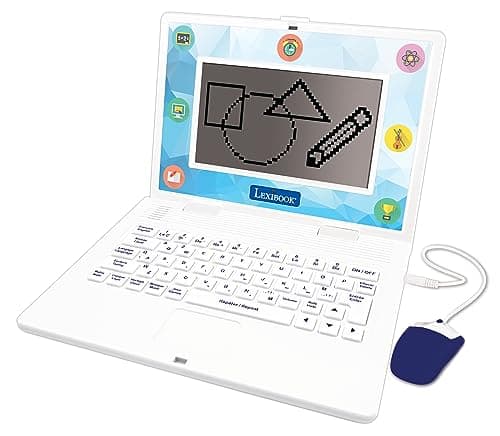 Image of LEXIBOOK, Bilingual and Educational Laptop SPANISH/ENGLISH, Toy for Children, 170 Activities to Learn, Play Games and Music, Large Screen, White/Blue, JC599i2
