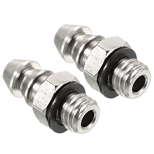 Image of PATIKIL Hose Barb Fitting Straight 5mm Barbed M5x0.8 Male Thread, 2 Pack Electroplated Copper Mini Pipe Connector, Silver