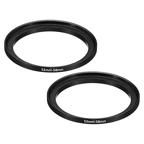 Image of PATIKIL 52mm-58mm Metal Step Up Ring, 2 Pack Camera Lens Filter Adapter Ring Aluminum Filter Adapter Ring for Camera Lenses Hood, Black