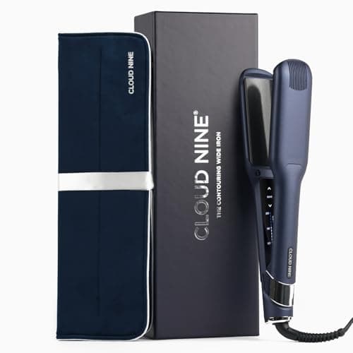 Image of CLOUD NINE Contouring Wide Iron Hair Straightener | Curved Plates Variable Temperature Control | Curvd Sericite Plates & Quick Heat Control Perfect for Curls Waves & Smooth Flicks Revive Mode