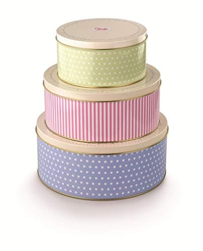 Image of Tala Retro Cake Storage Tins Set of 3, Metal Nesting Canisters for Cakes, Biscuits & Savouries, Vintage Kitchen Storage Containers, Round with Lids, 25.5cm, 22cm & 17cm