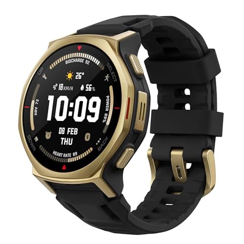 Image of Amazfit T-Rex 3 Pro Outdoor Smart Watch 44mm Sapphire AMOLED Display with Flashlight, Ti Bezel, Dual Band GPS, Offline Maps, 17 Days Battery, 10 ATM, 180+ Sports Mode for Android & iPhone, Black Gold