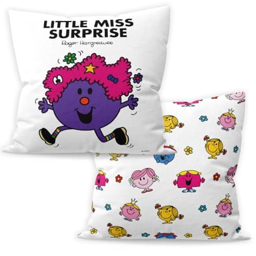 Image of MR. MEN LITTLE MISS Surprise Cushion – 40cm x 40cm Soft-Touch Faux Suede Pillow with Microfibre Inner | Perfect Home Décor & Gifting Idea