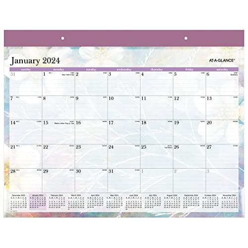 Image of AT-A-GLANCE 2024 Desk Calendar, Monthly Desk Pad, 21-3/4" x 17", Standard, Dreams (SK83-704-24)