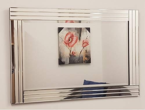 Image of Large Wall Mirror Silver Triple Bevelled Venetian Living Room Hall 90cm X 60cm
