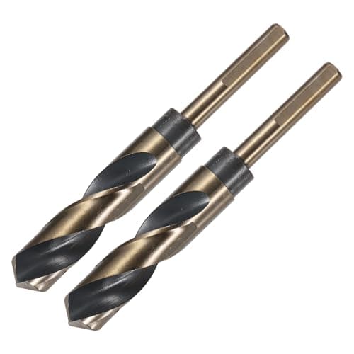 Image of sourcing map 2pcs Reduced Shank Twist Drill Bits 20mm Black Nitride & Gold Titanium Coated High Speed Steel 4341 with 10mm Shank for Stainless Steel Alloy Metal Plastic Wood