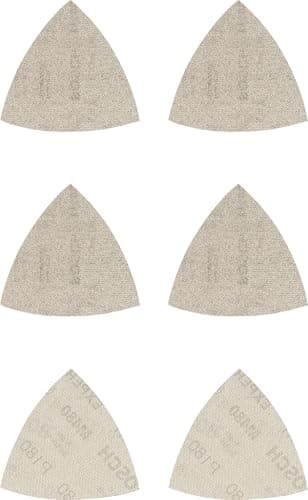 Image of Bosch Professional 6 pc. Expert M480 Sanding Net Set (for Hardwood, Paint on wood, 93x93 mm, Grit 80/120/180, Accessories Delta Sander)