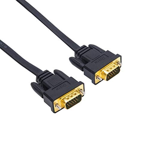 Image of DTech Ultra Thin Flat VGA Cable 1.8m Standard 15 Pin Male to Male Gold Plated Connector SVGA PC Projector HDTVs Laptop Computer Monitor Wire(black.6ft)