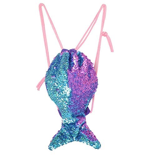 Image of Magical Mermaid Tail Sequin Backpack-30*50cm Mermaid Sequin Bag Magic Reversible Sequin Drawstring Backpacks Glittering Shoulder Bag Outdoor Backpack Bag Shinning Dancing Bag for Women Girls Teens