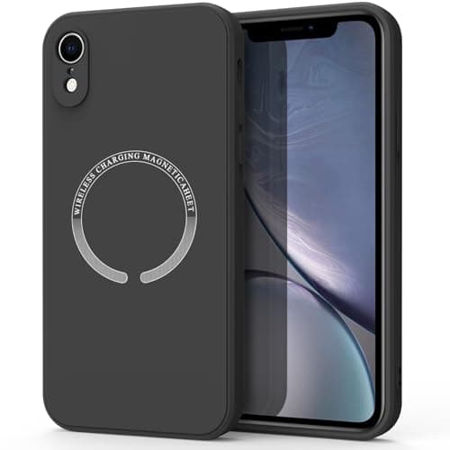 Image of Magnetic Case for iPhone XR Phone Case with MagSafe, Camera Protection Ultra Slim Shockproof Bumper Liquid Silicone Case with Microfiber Lining (Black)