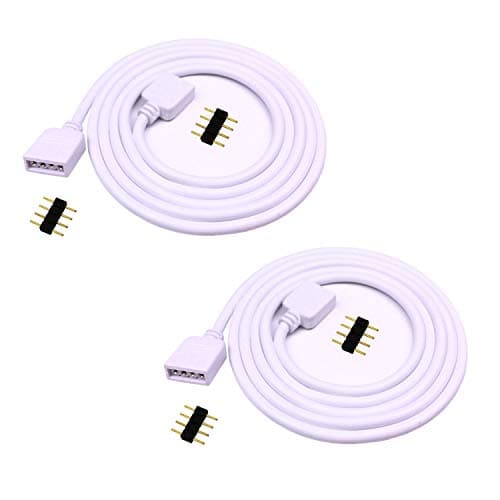 Image of LitaElek 2pcs 1m 3.3ft RGB LED Strip Extension Cable 4 Pin LED Tape Extension Cord LED Ribbon Extension Wire LED Band Extender Quick Connector Cable for SMD 5050 3528 2835 RGB LED Strip Light, White