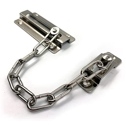 Image of Door Chain Lock | Internal Door Restrictor/Limiter | Security Chain Lock for Front Door or UPVC Doors | 1 Piece of Chrome Plated Steel Door Safety Chain with Complete Fittings