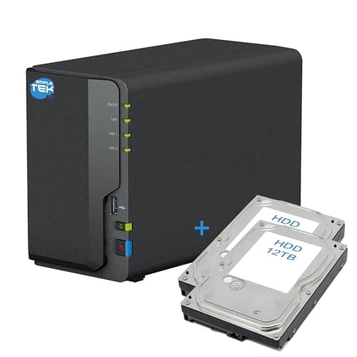 Image of SIMPLETEK - 2 Bay NAS Network Storage Device with Dual HDD 12TB+12TB, Gigabit Ethernet LAN, USB Copy, 2GB DDR4