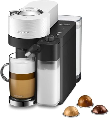 Image of De'Longhi Nespresso Vertuo Lattissima ENV300.W, Automatic Coffee Machine with Automatic Milk Frother, Single-Serve Capsule Coffee Machine, 5 Cup Sizes, 1500W, Matt White & Glossy