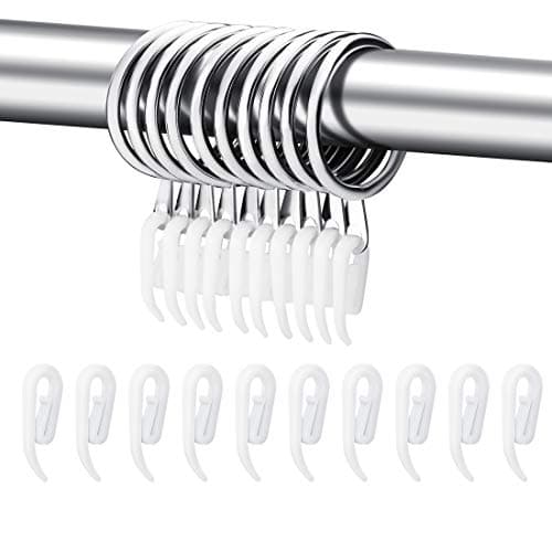Image of 24 Set Metal Curtain Rings Drapery Curtain Hanging Rings with Plastic Hooks for Curtains and Rods 30 mm Internal Diameter