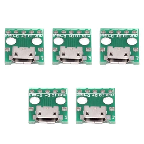 Image of NFHK 5pcs/set DIY OEM USB2.0 Micro-B Female Receptacle Socket Connector with Flange PCB Mounting Assembly Solder Type 480Mbps