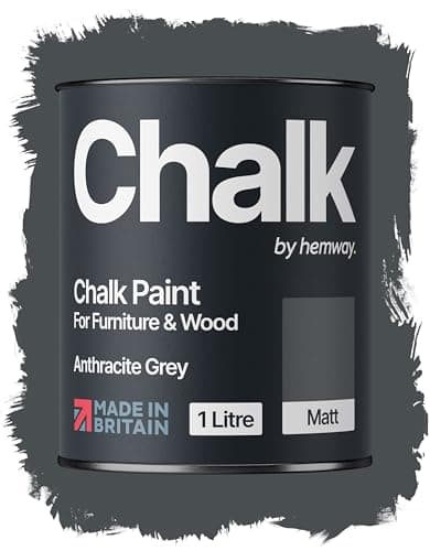 Image of Hemway Chalk Paint Anthracite Grey Furniture Paint 1L, Matt Finish Shabby Chic, Chalk Furniture & Walls, Quick Dry & 1 Coat