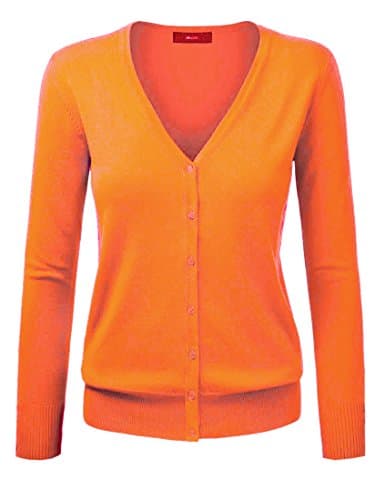 Image of Golden service Women Basic Spring Button Down Cardigan, 14, Orange