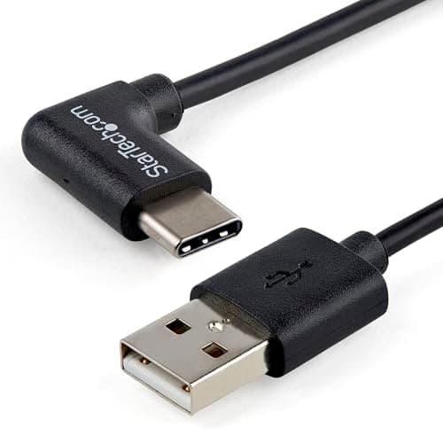 Image of StarTech.com USB to USB C Cable – 1m / 3 ft – Right Angle USB Cable – USB A to USB C Cable – USB 2.0 Cable – USB Type C Cable (USB2AC1MR), Black