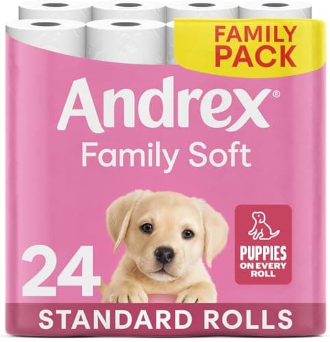 Image of Andrex Family Soft Toilet Paper 24 Rolls (Previously Andrex Gentle Clean) Gentle on your Family’s skin– Pack of 24 Toilet Rolls, 170 sheets Per Roll, FSC Certified