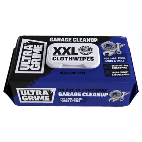 Image of UltraGrime Garage Wet Wipes Heavy Duty XXL Cleaning Cloths - Multi Purpose Wipes For Paint, Grease, Oil, Industrial Cleaning Products,Tools & Surfaces, Bikes, Hand Cleaner For Builders (Pack of 80)