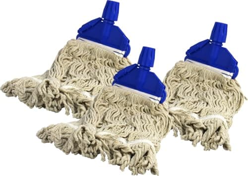 Image of Socket Cotton Mop Heads Replacement 16 Oz Super Absorbent Mop Traditional String Mop Heads Self Threaded Socket Screw Mop Set (3x BLUE)