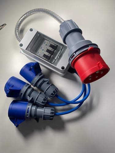 Image of 3 PHASE MCB SPLITTER Adaptor- 5 PIN 32A TO 3 X 16A 3 PIN Single phase Sockets- 16A MCB Protected