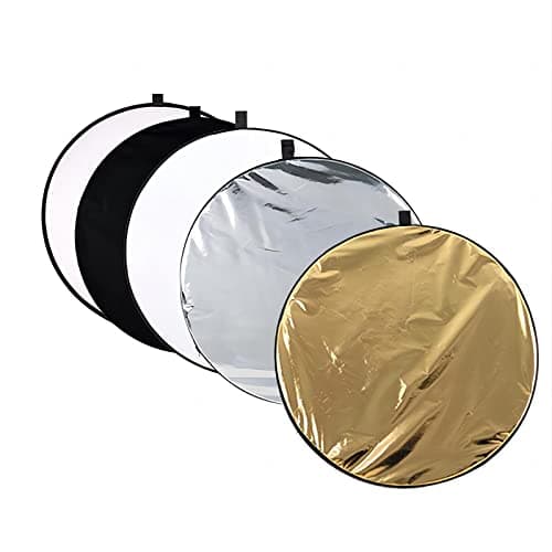 Image of Skyzone Photography Reflector 24"/60cm 5-in-1 Portable Foldable Multi-Disc Circular Reflector, Photography Accessory for Studio Lighting Outdoor Shooting (Silver/Gold/White/Black Translucent)