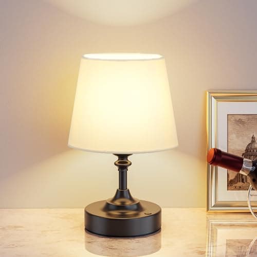 Image of PreeOtti Small Touch Lamp Rechargeable Table Lamp, Battery Operated Lamp, Cordless Lamp with Stepless Dimming, Wireless Table Lamp for Bedroom Bedside, Dining Table, Living Room, Counter - Black
