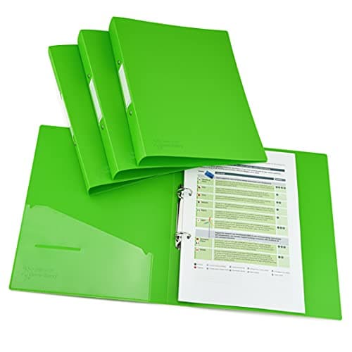 Image of Rapesco 1662 2-Ring Binder with Antibacterial Protection, 35 mm Spine, A4, Green, Pack of 4